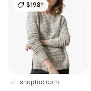 Lilla P Heather Gray cream Crew Neck Sweater Luxury brand